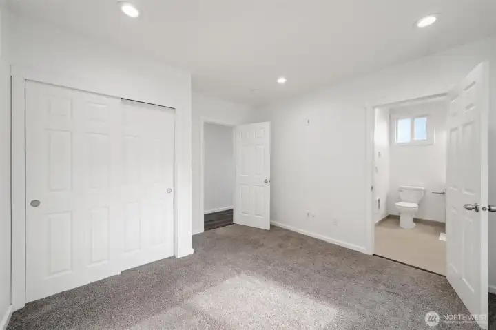 The 2nd bedroom has a "Jack-n-Jill" door to the guest bath.