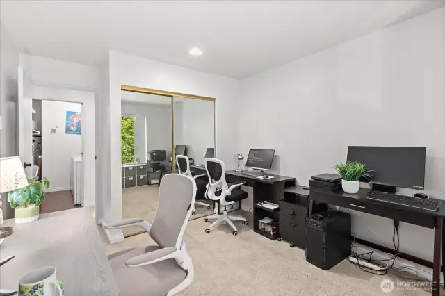 2nd bedroom currently used as home office, 2nd bath in hall