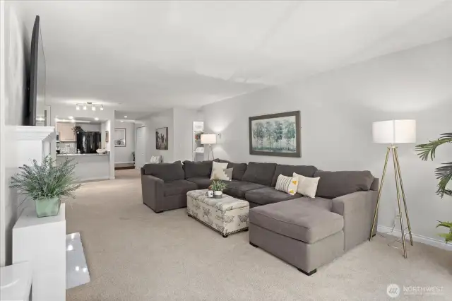 Living room, oversized and access to the private deck