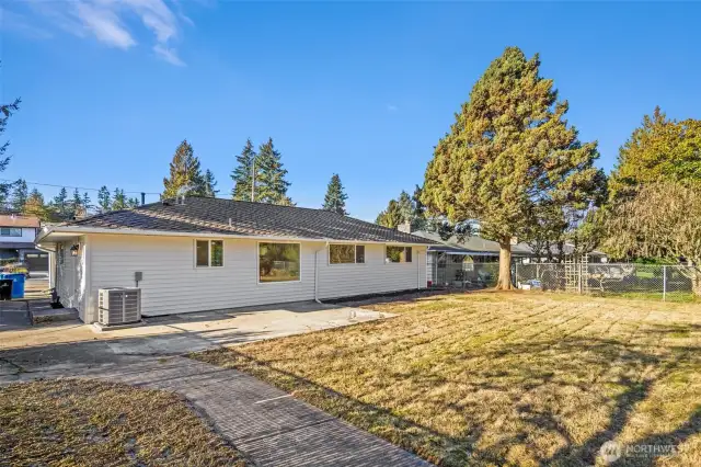 View of backyard from Southeast