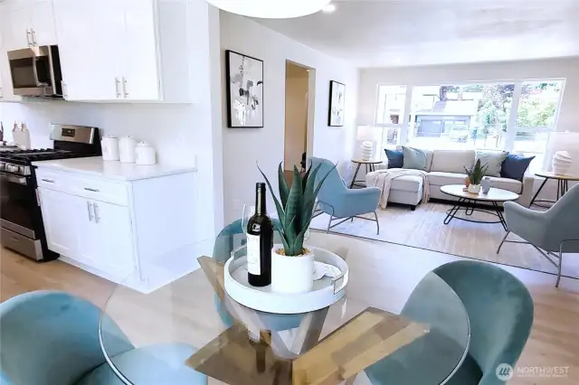 Living room & kitchen from Dining area