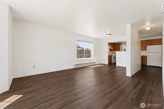 Staged as a roller rink, dance or yoga studio. Kidding, but there's a lot of room here!