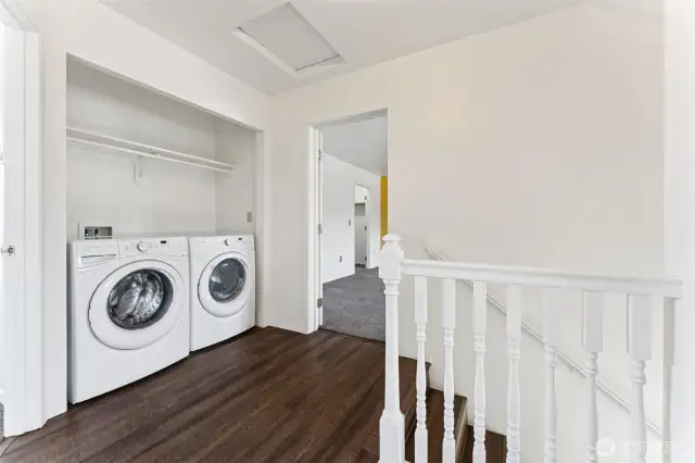 Convenient upstairs washer and dryer included.