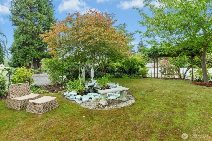 Water features, swings, arbors