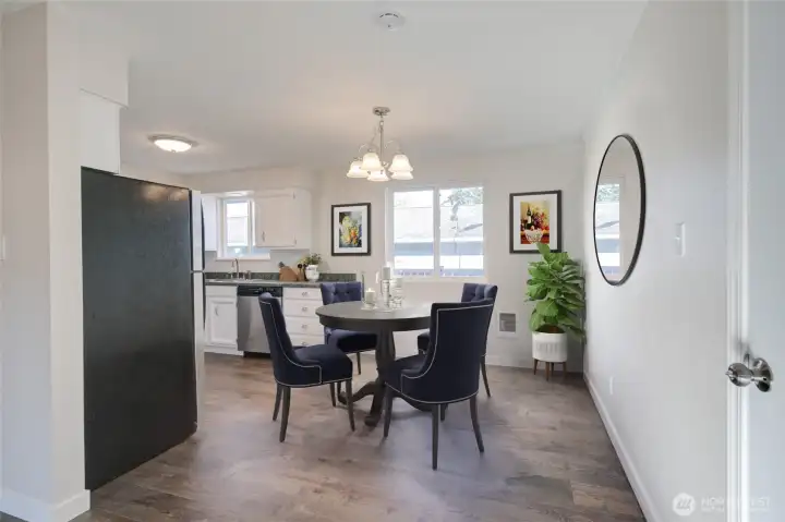 Dining area, virtually staged