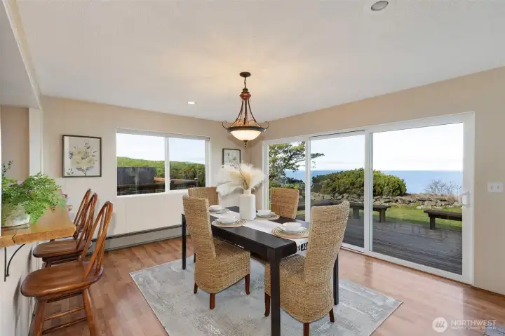 Dining area that overlooks the view.