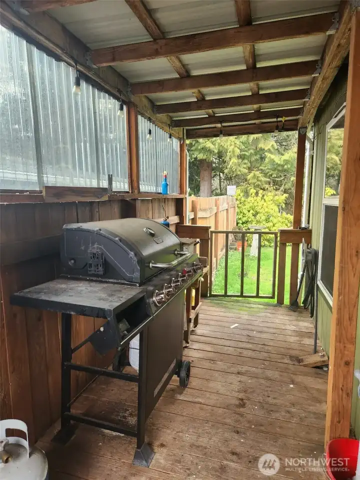 Plenty of space for a BBQ, completely enclosed with gates on both ends.