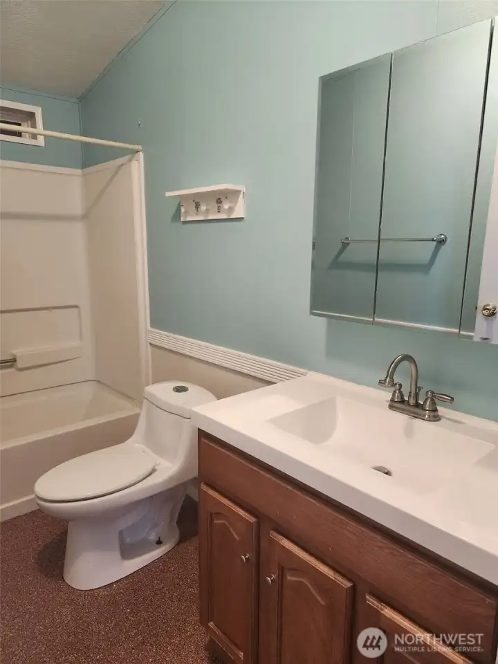Full Guest Bath with updated vanity and toilet