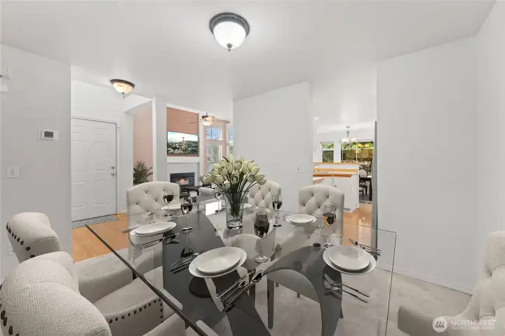 Flexible dining space that can also serve as a workspace or additional living area