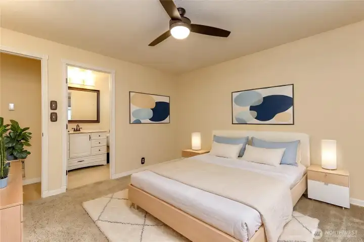 Primary Bedroom - with attached bathroom which includes full remodel and heated floors.