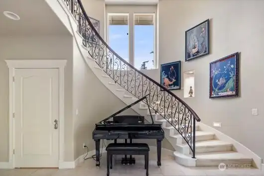 Entry and spiral staircase