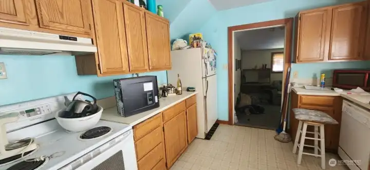 Great sized kitchen with backyard and deck views makes for easy indoor/outdoor living.