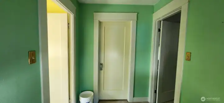 Upstairs landing. Primary bedroom to right, 2nd bedroom straight ahead, bathroom to left.