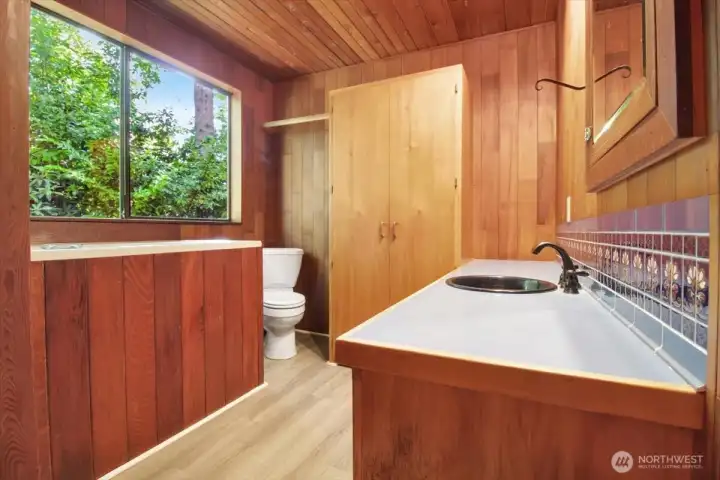 Bathroom with assistance tub