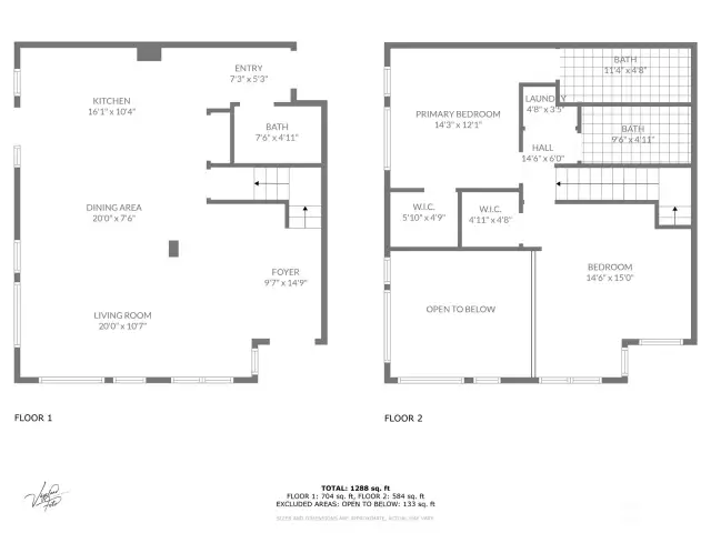 Lower and upper floor plans.