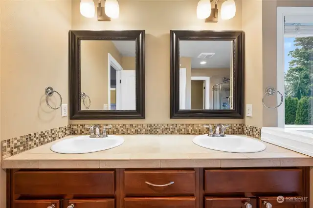 Another view of master double sinks.