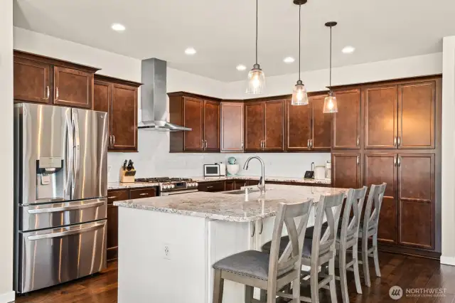 Large kitchen with granite counters