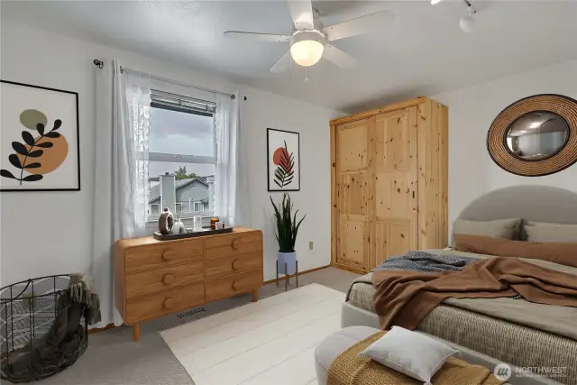 Bedroom #3 on upper level. Virtually Staged.