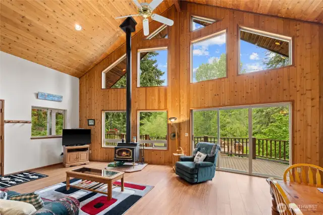 Cozy wood-burning fireplace