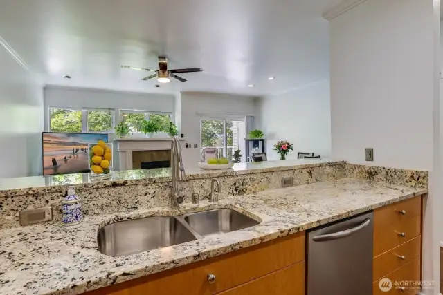 Staying connected to guests or little ones is a cinch from this kitchen!