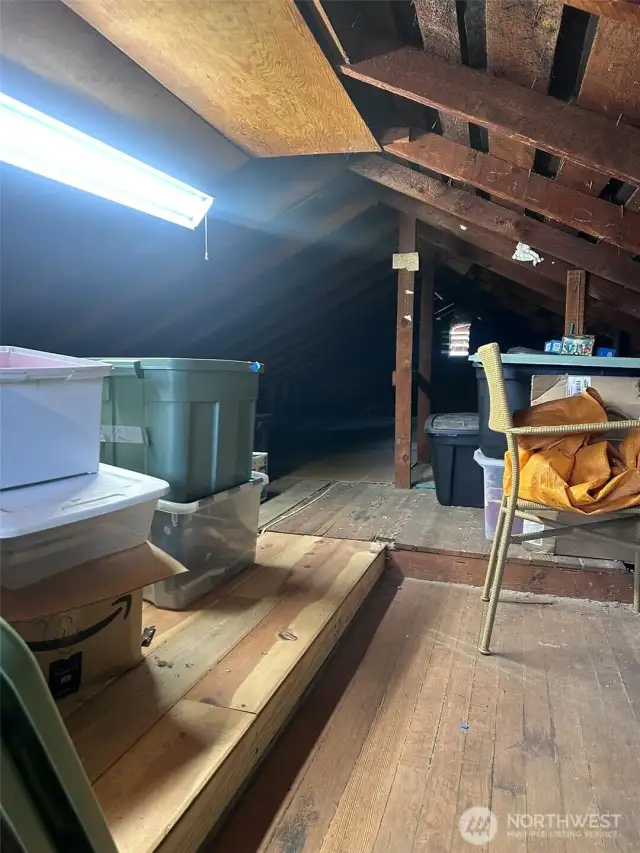 Turn the corner to the attic.