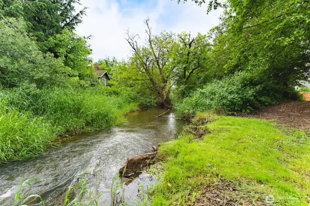 The gentle creek behind the home adds a soothing touch of nature to your everyday view—bringing peace, privacy, and a calming sense of escape.