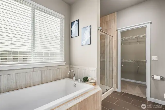 Walk in closet off the end of the 5-piece bath