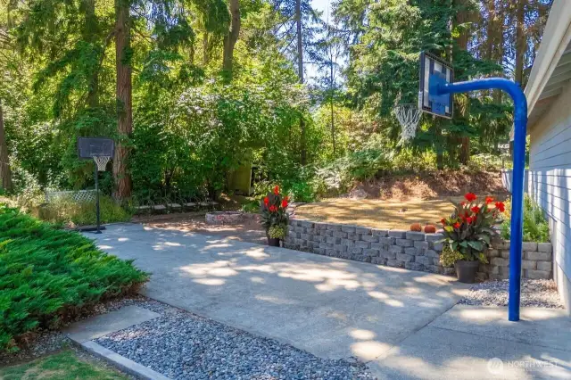 This nostalgic lighted sports court will draw you into a game of horse or practice your shots or just go out and mindlessly shot hoops after a long day.