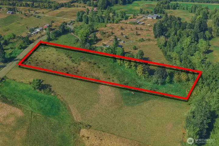 Overhead view with approximate boundaries in red.