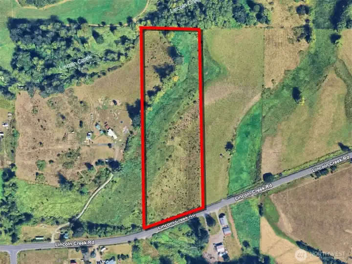 Overhead view with approximate boundaries in red.