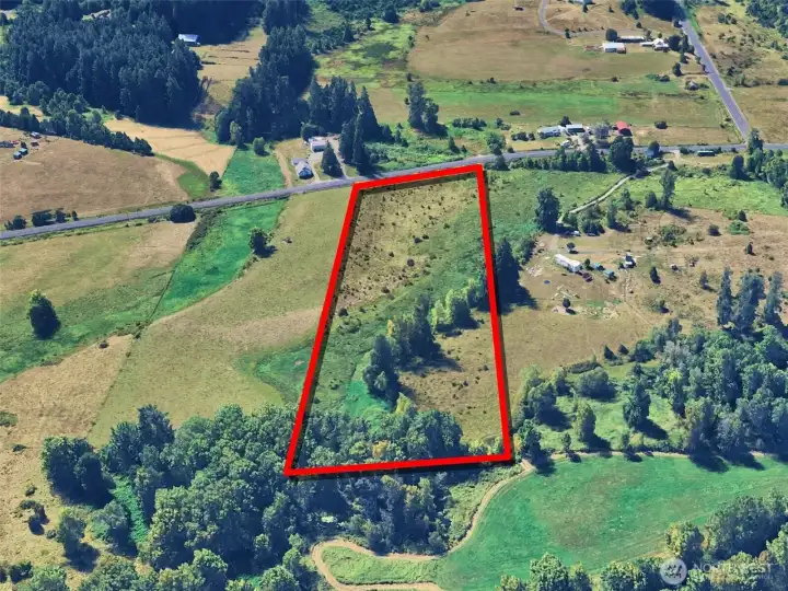 Overhead view with approximate boundaries in red.