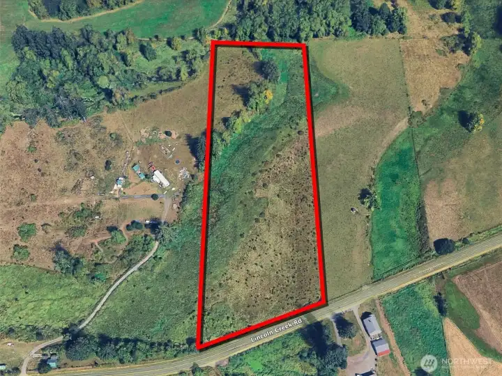 Overhead view with approximate boundaries in red.