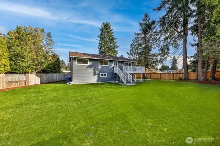 Fresh landscaping. This spacious yard has confirmed eligibility under renton's Permit-Ready ADU program. On the other side of the fence is a curb cut with ready separate access.