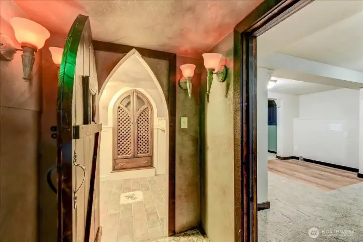 Wine rack and additional room down stairs.