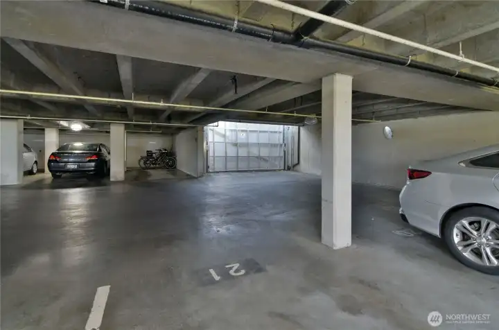 Secure garage entry from left side of the building