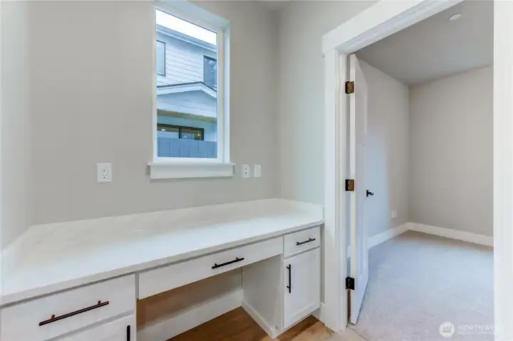 Built-in Tech Desk off of Kitchen