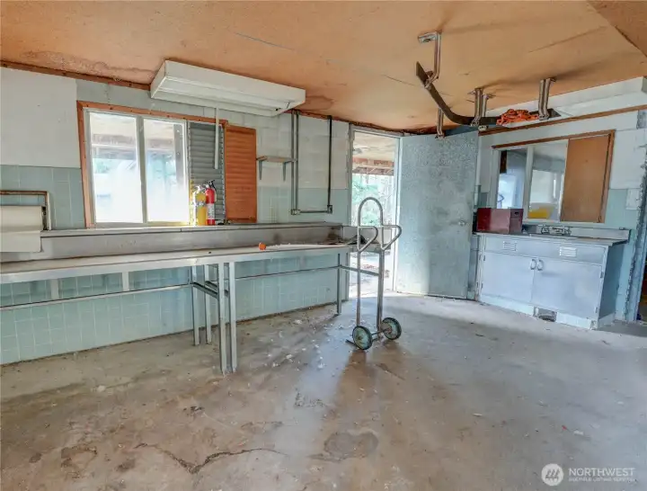 interior of old butcher shop building