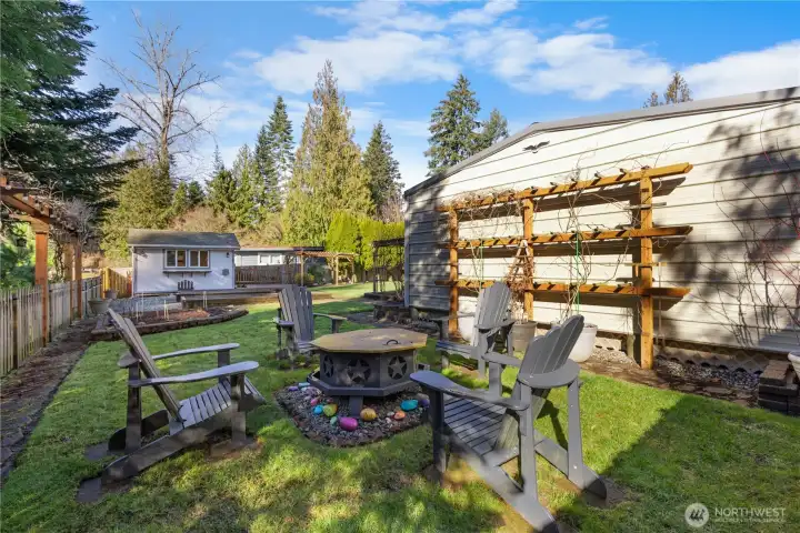 The firepit area behind the shop is private and quaint.