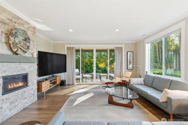 This Family area extends to the covered porch beyond for extra entertaining area.