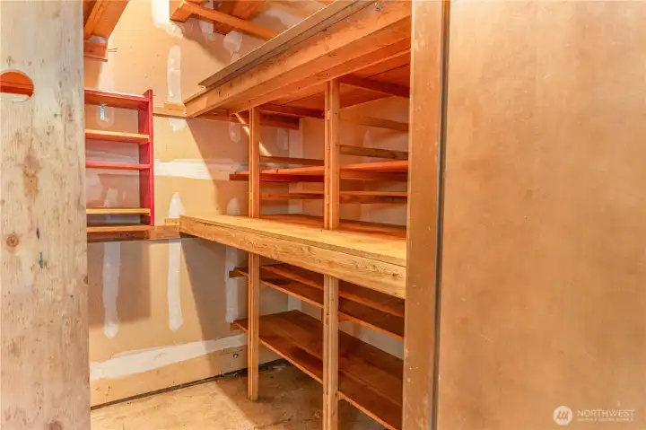 Storage has shelving.