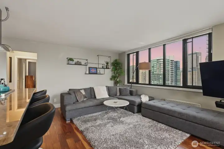 Imagine relaxing here after a busy day out on the town while the sun sets and the city bustles below - incredible.