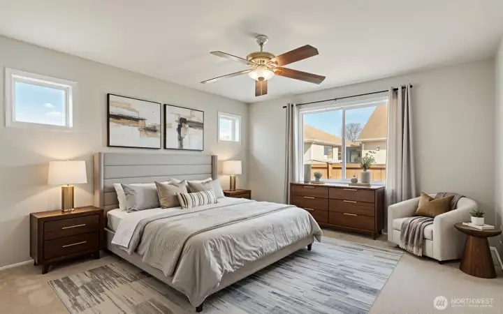 Virtually Staged Primary Bedroom