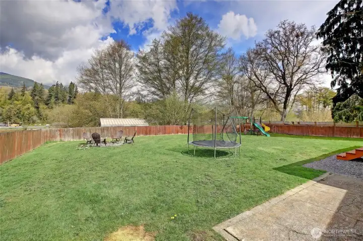 Large backyard.
