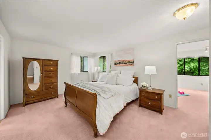 Primary bedroom with bonus finished room.