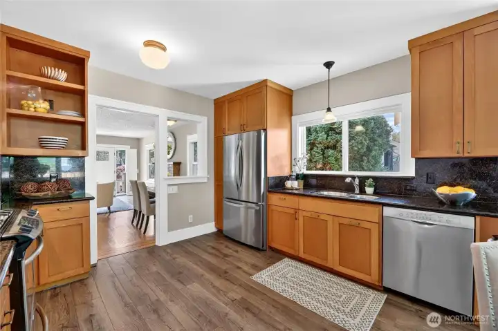 Kitchen with stainless steel appliances