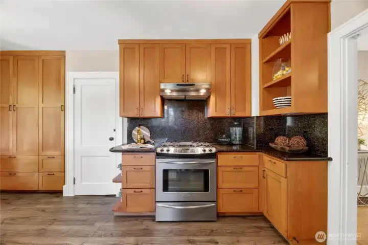 Enter through door to partially finished basement