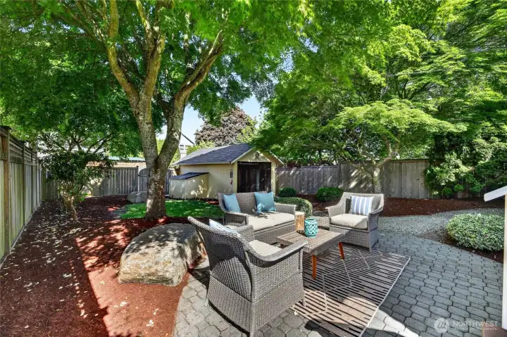 Welcoming back yard with patio