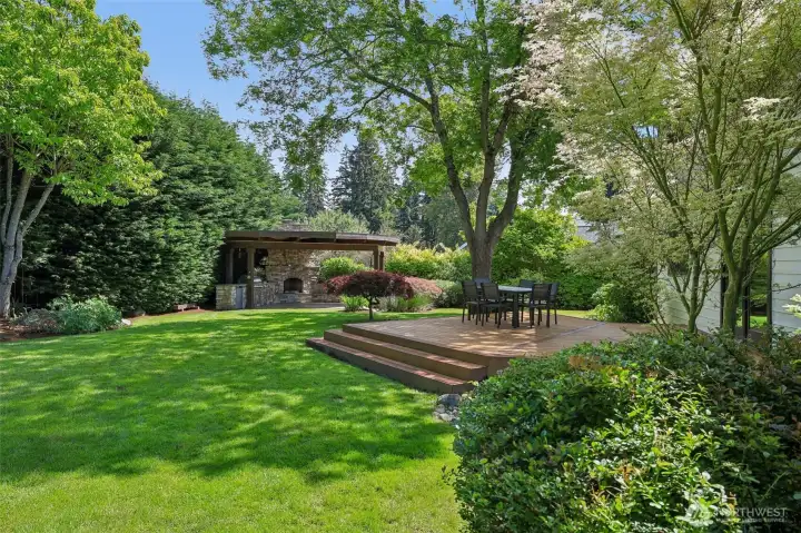Private back yard and Large deck with trex decking