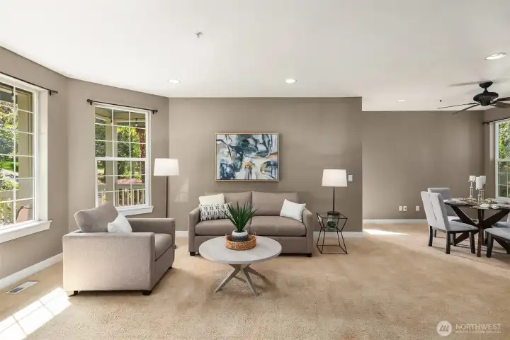Living Room with bay windows to welcome your guests.