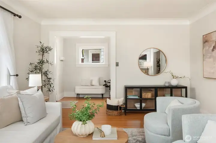 A sweet entry opens into the living room. A sweet entry opens into the living room.